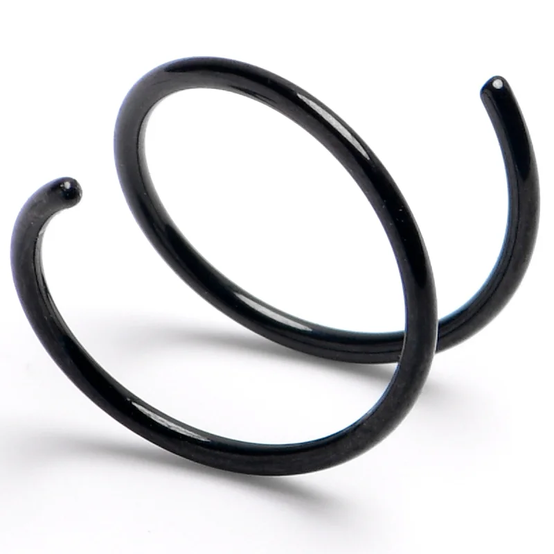 Elegant Nose Rings with Bold Details -20 Gauge Nose Ring Black 316L Steel Double Hoop LEFT Spiral Nose Ring Elegant Nose Rings with Bold Details -20 Gauge Nose Ring Black 316L Steel Double Hoop LEFT Spiral Nose Ring