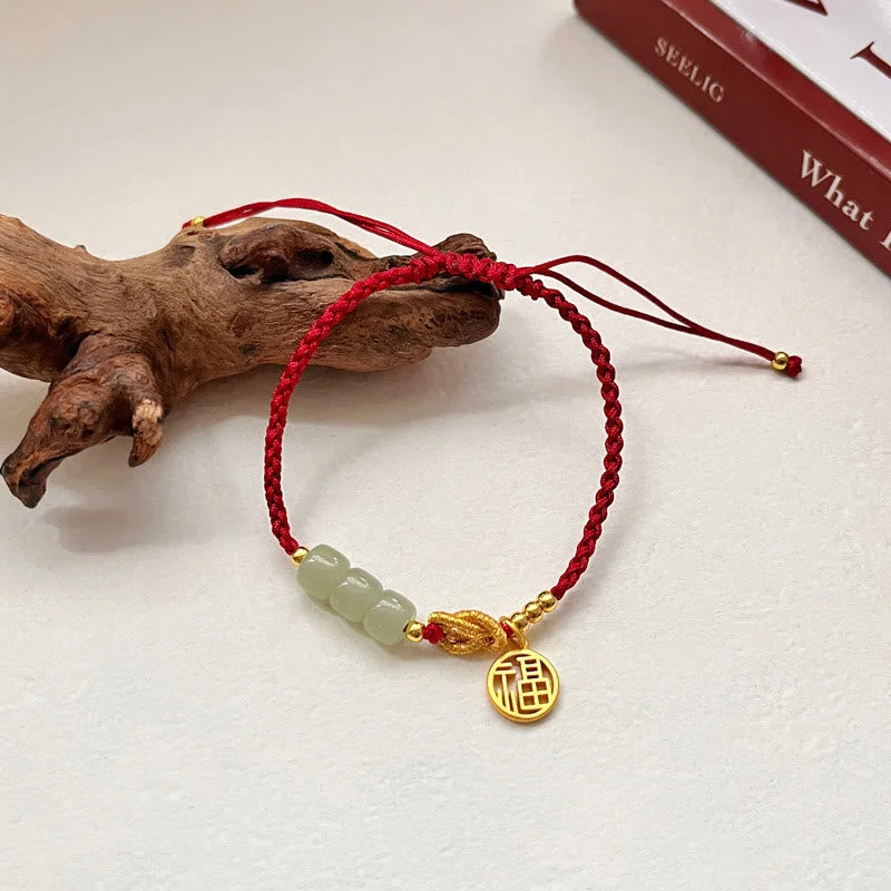 Stylish Braided Bangle Bracelets for Women-Buddha Stones Handcrafted Jade Bead Fu Character Charm Luck Red Rope Bracelet Stylish Braided Bangle Bracelets for Women-Buddha Stones Handcrafted Jade Bead Fu Character Charm Luck Red Rope Bracelet