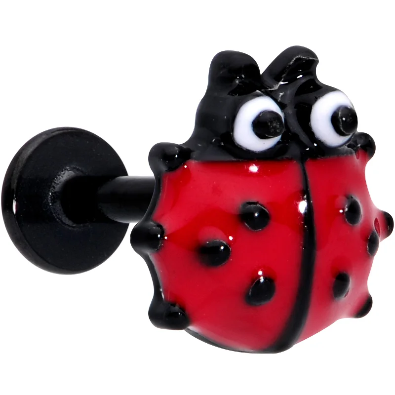 Customizable Lip Rings with Fun Features16 Gauge 5/16 Red Black Insect Ladybug Labret Monroe Tragus