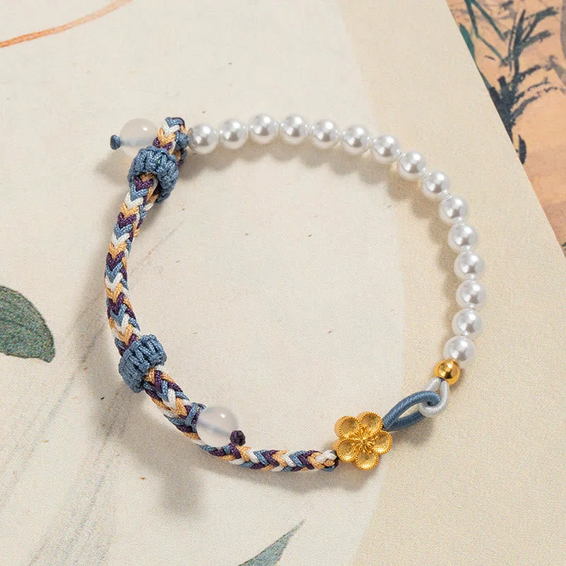 Women's Bangles with Custom Engraving-Buddha Stones 925 Sterling Silver Peach Blossom Pearl Chalcedony Healing Rope Bracelet Women's Bangles with Custom Engraving-Buddha Stones 925 Sterling Silver Peach Blossom Pearl Chalcedony Healing Rope Bracelet