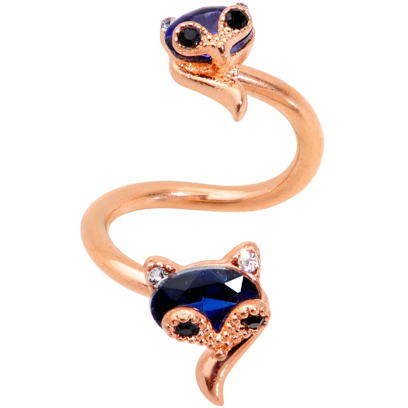 Lip Rings for Bold Piercings and Unique Style14 Gauge 1/2 Blue Gem Rose Gold Tone Animal Fox Spiral Twister Belly Ring Lip Rings for Bold Piercings and Unique Style14 Gauge 1/2 Blue Gem Rose Gold Tone Animal Fox Spiral Twister Belly Ring
