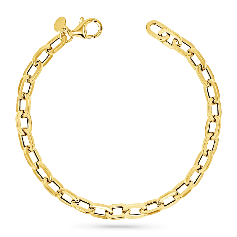 Men's Vintage Leather Bracelets-Geo Link Chain Bracelet