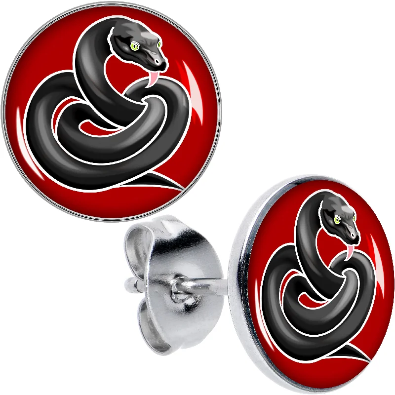 Women's Earrings – Elegant Designs for Every Personality--Black Snake Stud Earrings