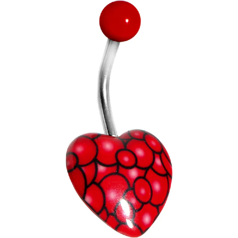 Stunning Belly Rings with Timeless Shine -Red Bubble Bursting Heart Belly Ring