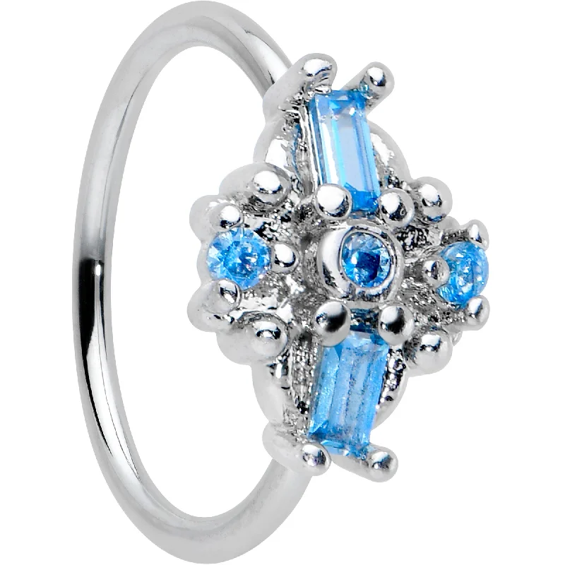 Easy-Fit Nose Rings -20 Gauge 5/16 Blue Gem Opulent Cross Nose Hoop