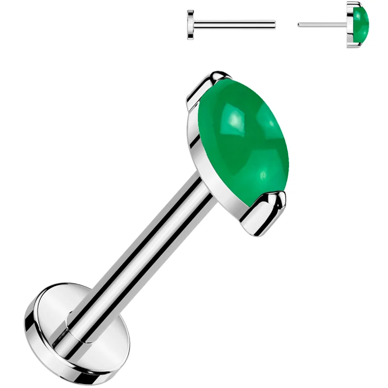 Women's Earrings – Elegant Designs for Every Personality--18 Gauge 5/16 Natural Green Onyx Oval Medical Grade Titanium Flat Back Earring Women's Earrings – Elegant Designs for Every Personality--18 Gauge 5/16 Natural Green Onyx Oval Medical Grade Titanium Flat Back Earring
