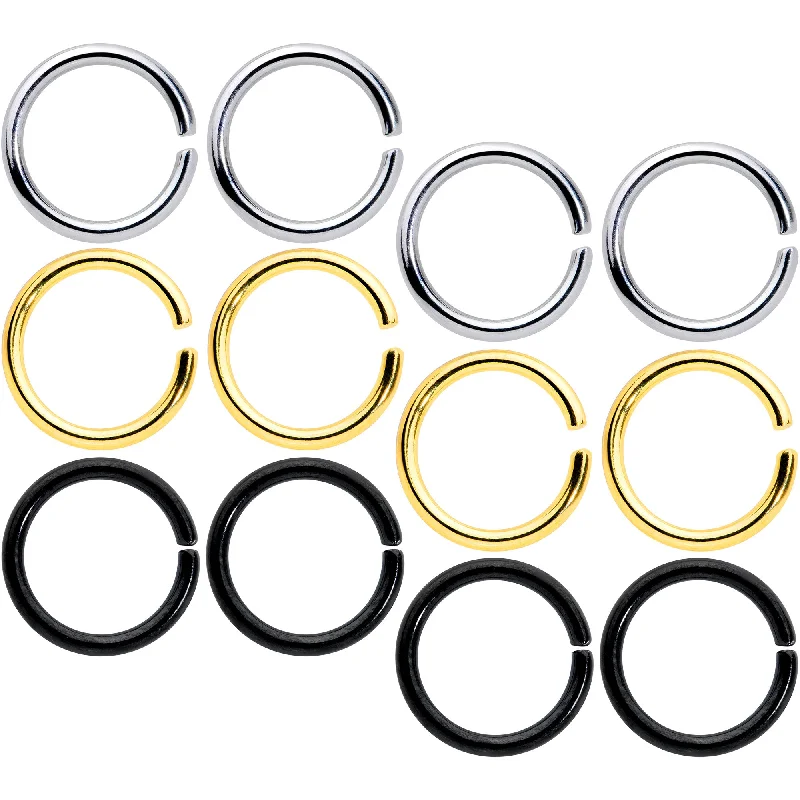 Flower Nose Rings -16 Gauge 5/16 Steel Black Gold Tone Seamless Cartilage Ring Set of 12 Flower Nose Rings -16 Gauge 5/16 Steel Black Gold Tone Seamless Cartilage Ring Set of 12