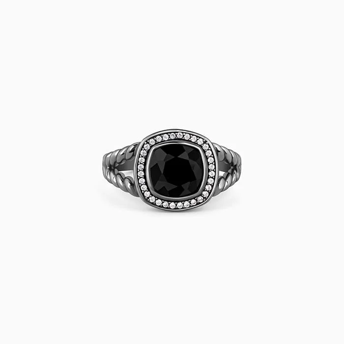 Chic Women's Rings for Fashion-Forward Looks-Black Rhodium Bold Fashion Ring For Him