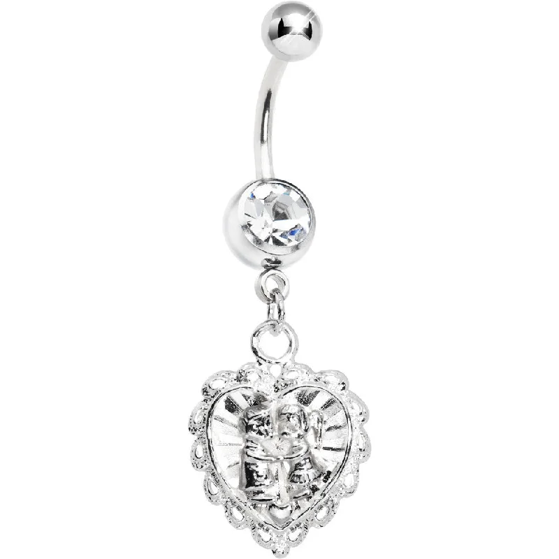 Designer Belly Rings with Timeless Appeal -Romantic Couples Heart Belly Ring