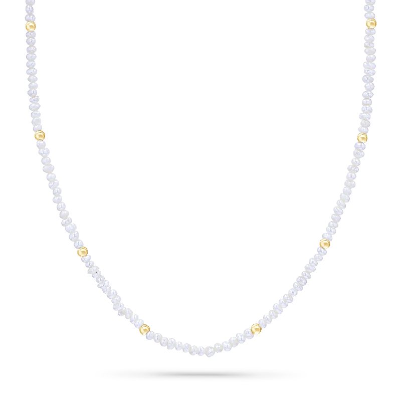 Shop Classic Women's Necklaces & Pendants with a Modern Twist-Gold Bead Station Pearl Necklace Shop Classic Women's Necklaces & Pendants with a Modern Twist-Gold Bead Station Pearl Necklace