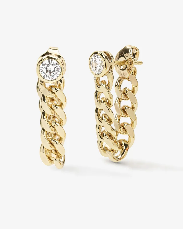Women's Earrings – Elegant Designs for Every Personality--Julian Soft Chain Hoops - Gold|White Diamondettes Women's Earrings – Elegant Designs for Every Personality--Julian Soft Chain Hoops - Gold|White Diamondettes