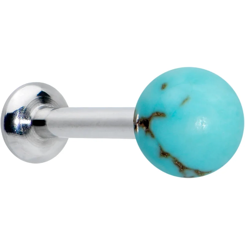 Trendy Lip Rings for Everyday Wear16 Gauge 1/4 Elegant Blue Turquoise Internally Threaded Labret Tragus