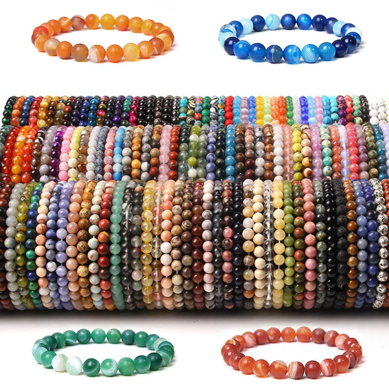 Designer Bracelets for Men-Natural Agate Stone Crystal Balance Beaded Bracelet