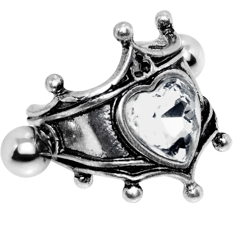 Women's Earrings – Elegant Designs for Every Personality--16 Gauge 1/2 Clear Gem Queen of Hearts Cuff Cartilage Earring Women's Earrings – Elegant Designs for Every Personality--16 Gauge 1/2 Clear Gem Queen of Hearts Cuff Cartilage Earring