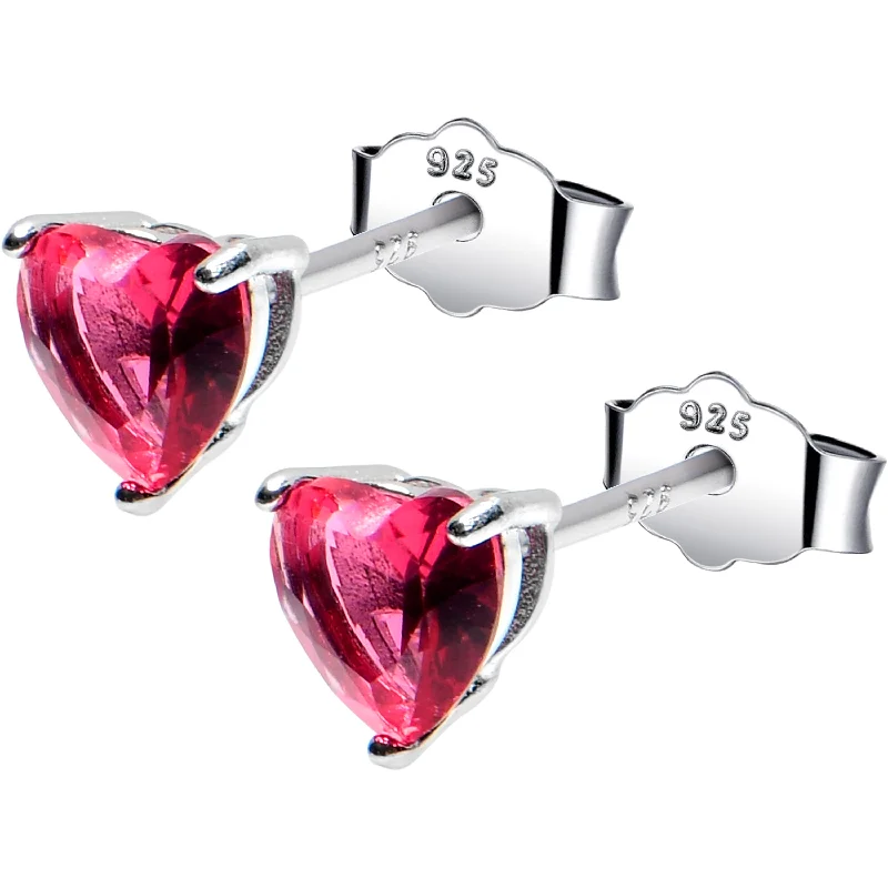 Women's Earrings – Elegant Designs for Every Personality--5mm CZ Heart 925 Sterling Silver July Birthstone Stud Earrings Women's Earrings – Elegant Designs for Every Personality--5mm CZ Heart 925 Sterling Silver July Birthstone Stud Earrings
