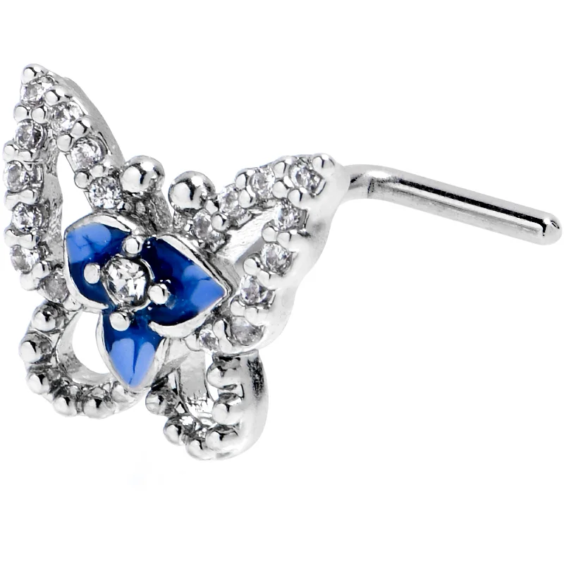 Nose Rings for Glamorous Style -20 Gauge 7mm Clear Gem Fabulous Butterfly Blue L Shape Nose Ring Nose Rings for Glamorous Style -20 Gauge 7mm Clear Gem Fabulous Butterfly Blue L Shape Nose Ring