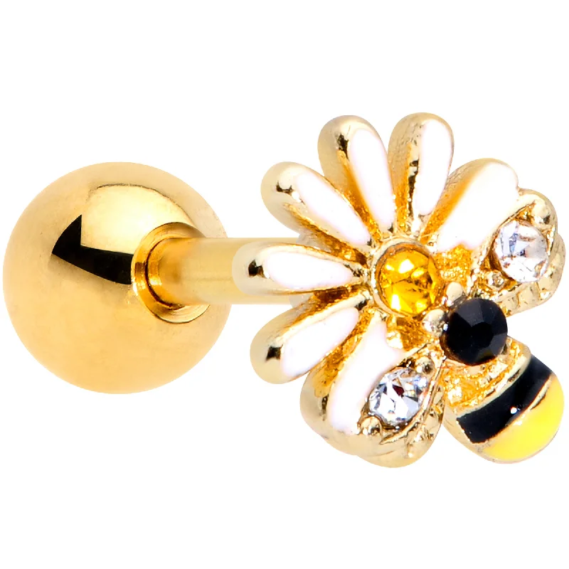 Women's Earrings – Elegant Designs for Every Personality--16 Gauge 1/4 Clear Yellow Gem Gold Tone Daisy Bee Cartilage Tragus Women's Earrings – Elegant Designs for Every Personality--16 Gauge 1/4 Clear Yellow Gem Gold Tone Daisy Bee Cartilage Tragus