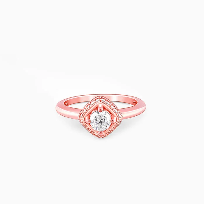 Chic Women's Rings for Fashion-Forward Looks-Rose Gold Rhombus Radiance Ring