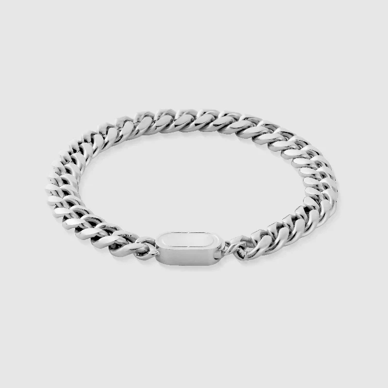 Personalized Silver Bracelets for Men-Cuban Bracelet (Silver) 8mm