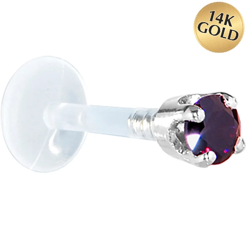 Women's Earrings – Elegant Designs for Every Personality--16 Gauge 1/4 Solid 14KT White Gold 3mm Amethyst Cubic Zirconia Bioplast Tragus Earring Stud Women's Earrings – Elegant Designs for Every Personality--16 Gauge 1/4 Solid 14KT White Gold 3mm Amethyst Cubic Zirconia Bioplast Tragus Earring Stud