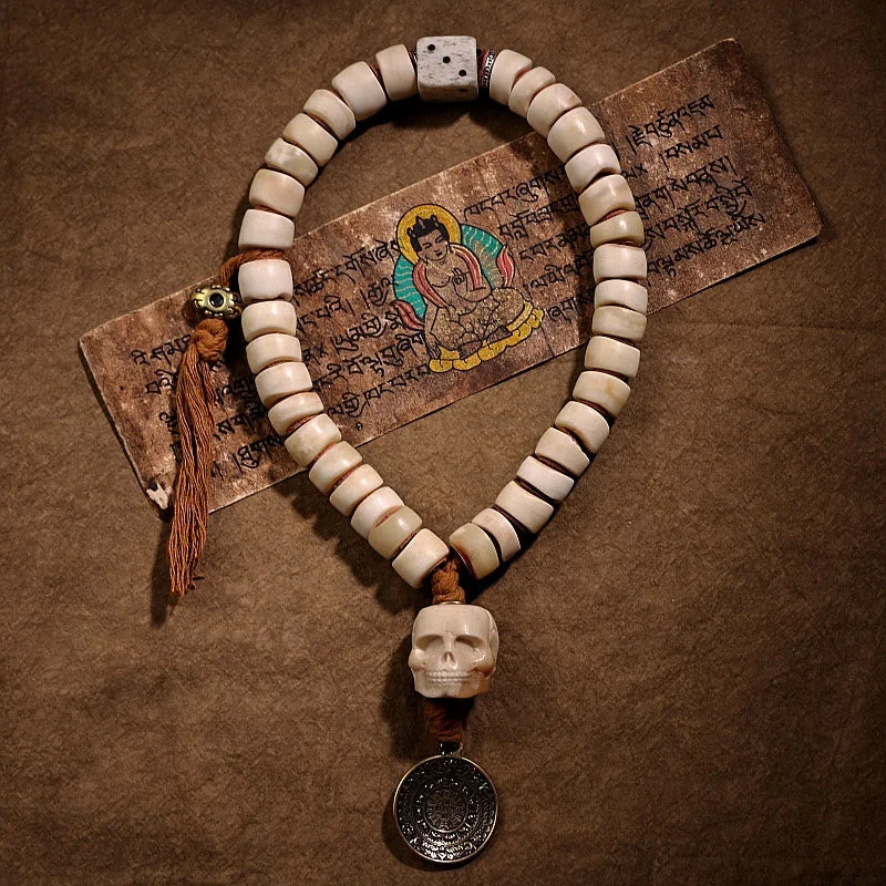 Cool Men's Beaded Cuff Bracelets-Buddha Stones Tibetan Natural Yak Bone The Lord Of The Corpse Forest Dice Chinese Zodiac Nine Palaces Eight Diagrams Strength Wrist Mala Cool Men's Beaded Cuff Bracelets-Buddha Stones Tibetan Natural Yak Bone The Lord Of The Corpse Forest Dice Chinese Zodiac Nine Palaces Eight Diagrams Strength Wrist Mala