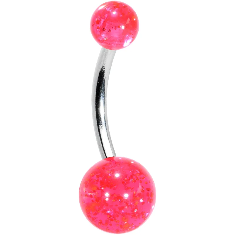 Custom Belly Rings with Personalized Features -Pink Acyrlic GLITTER Banana Belly Ring Body Jewelry Custom Belly Rings with Personalized Features -Pink Acyrlic GLITTER Banana Belly Ring Body Jewelry