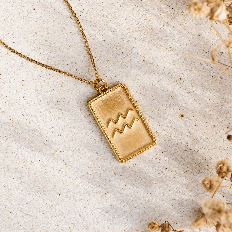 Shop Classic Women's  Necklaces & Pendants with a Modern Twist-Aquarius Necklace with Charm Pendant