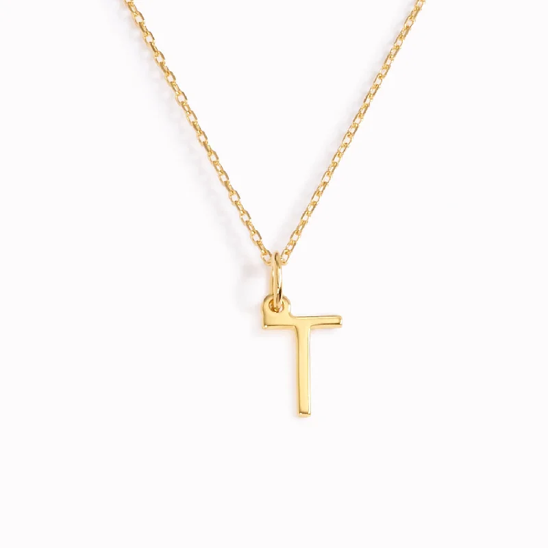 Shop Classic Women's  Necklaces & Pendants with a Modern Twist-T Necklace / Gold Initial Necklace