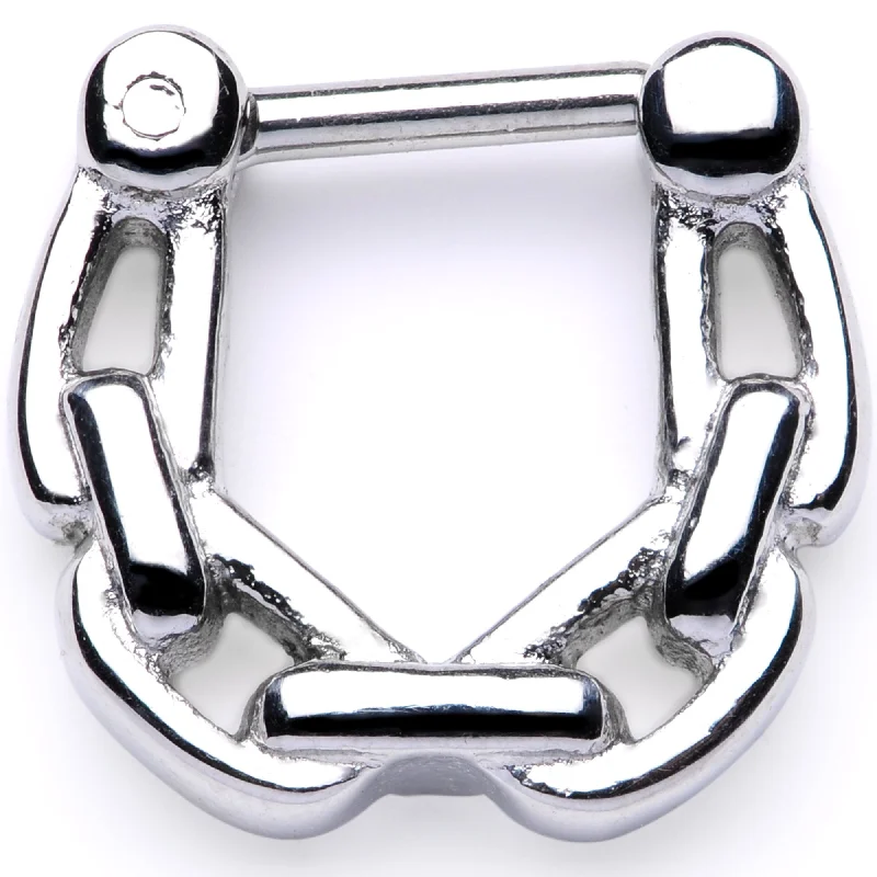 Nose Rings with No-Clasp Style -16 Gauge 1/4 Chain Link Hinged Septum Clicker