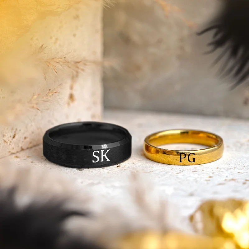 Top Men's Rings – Crafted for Every Style  Personalised Black and Gold Couple Ring