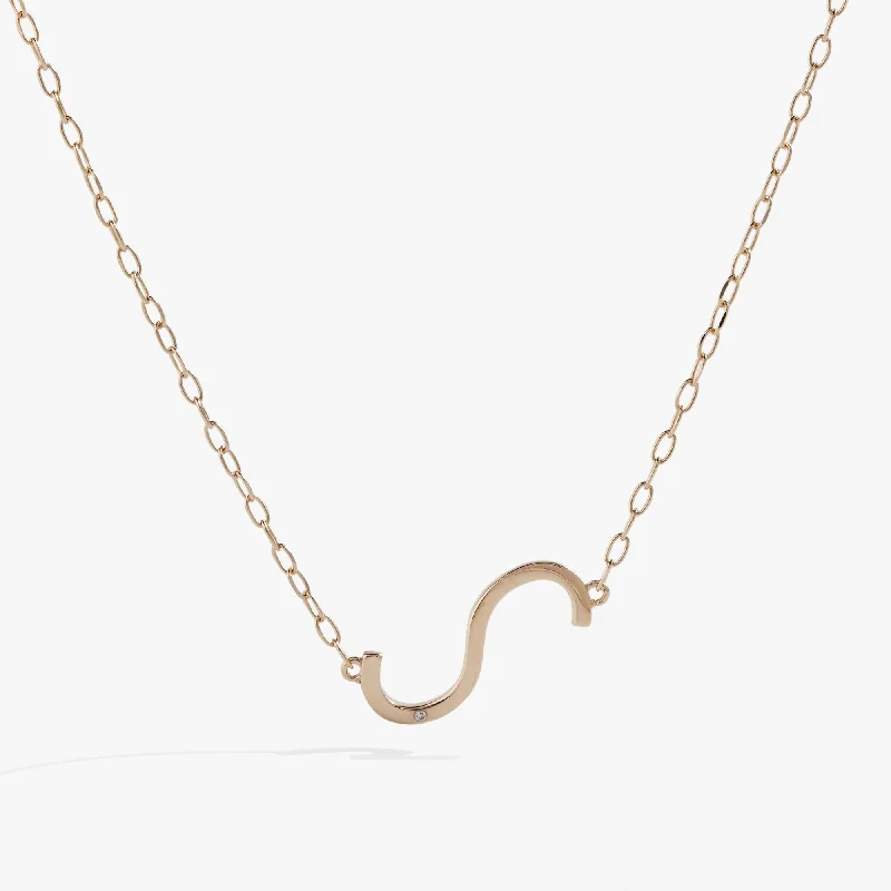 Shop Classic Women's  Necklaces & Pendants with a Modern Twist-Initial S Precious Elongated Necklace