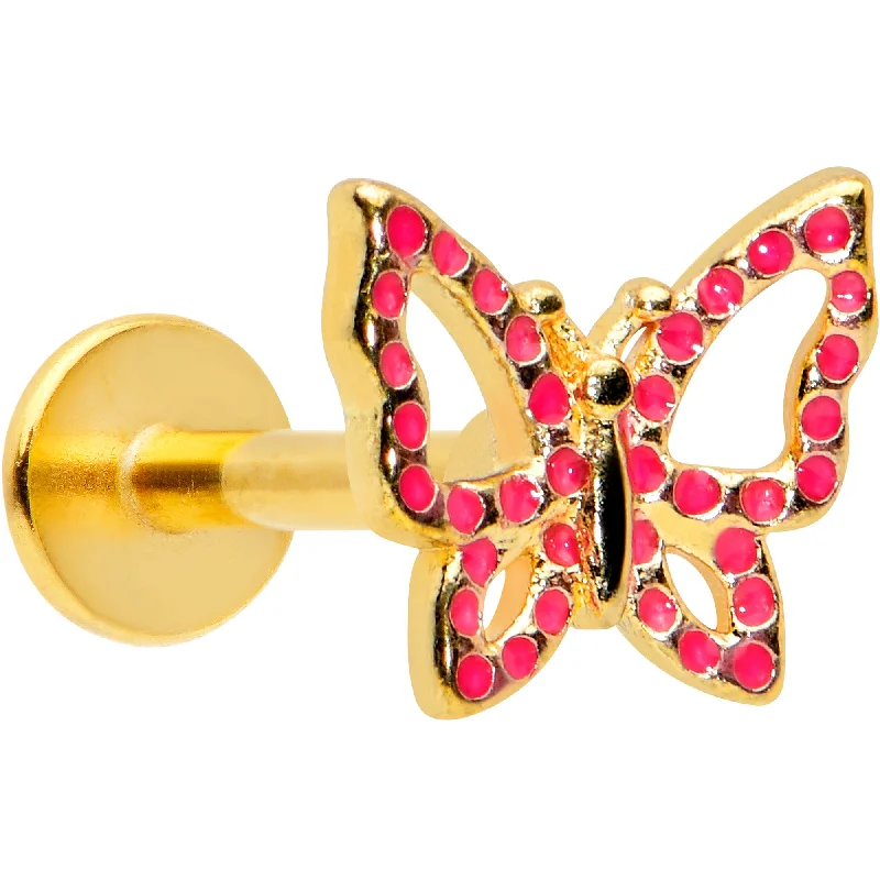 Custom Lip Rings for Personal Fashion16 Gauge 5/16 Gold Tone Sweet Simple Butterfly Labret Monroe Tragus