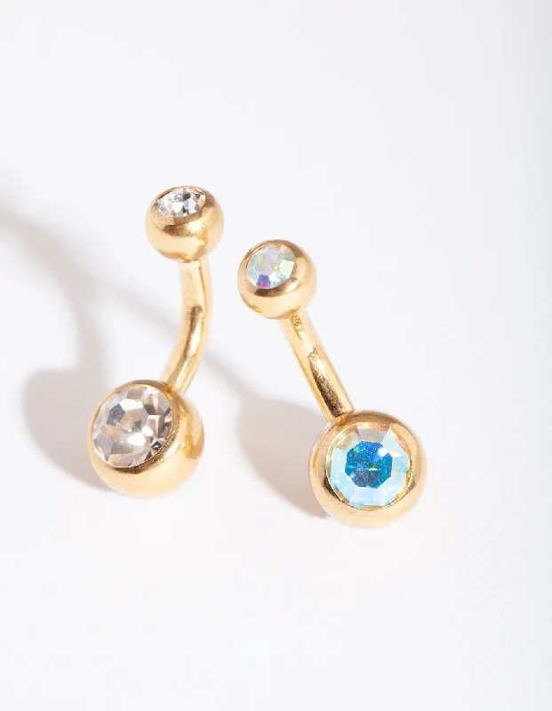 Trendy Belly Rings for Creative Styles -Gold Mini Belly Bar Pack