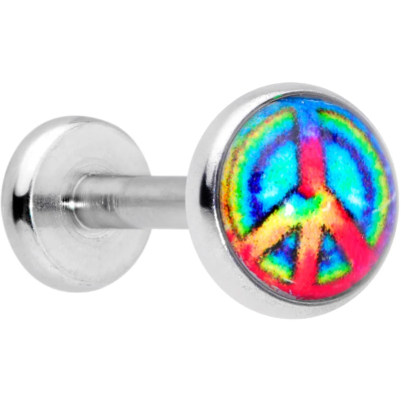 Classic and Elegant Lip Rings for Simple Look16 Gauge 5/16 Rainbow Tie Dye Peace Sign Labret Monroe Tragus