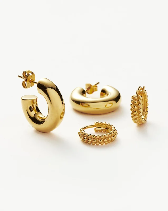 Women's Earrings – Elegant Designs for Every Personality--Chubby & Baya Hoop Earring Set | 18k Gold Vermeil
