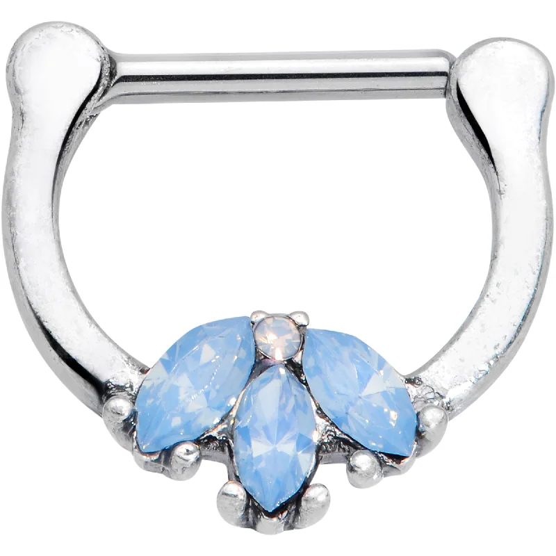 Women's Earrings – Elegant Designs for Every Personality--16 Gauge 3/8 Blue Faux Opal Triad Cartilage Clicker