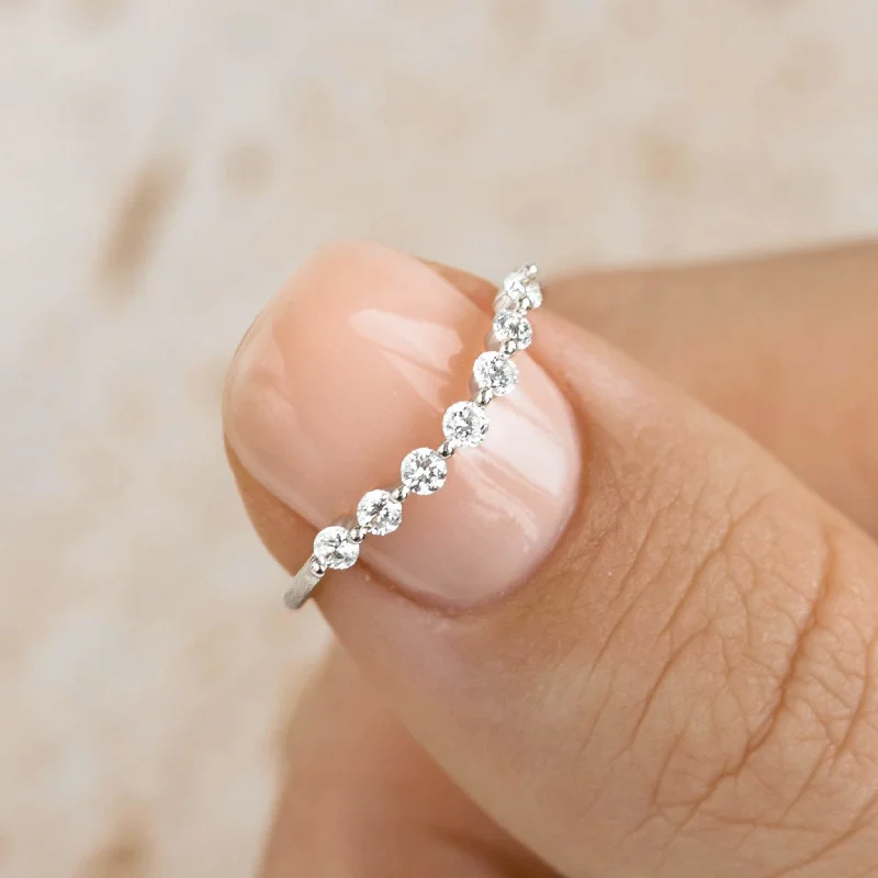 Chic Women's Rings for Fashion-Forward Looks-Curved Diamond Ring White Gold - Isla