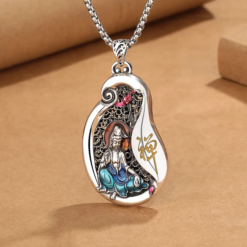 Shop Classic Women's Necklaces & Pendants with a Modern Twist-Buddha Stones Avalokitesvara Lotus Design Copper Wealth Necklace Pendant Shop Classic Women's Necklaces & Pendants with a Modern Twist-Buddha Stones Avalokitesvara Lotus Design Copper Wealth Necklace Pendant