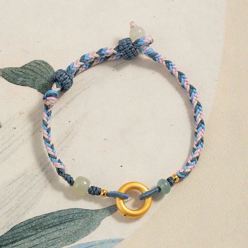 Adjustable Gemstone Bangles for Women-Buddha Stones 999 Sterling Silver Hetian Jade Knitted Hand Rope Luck Health Bracelet Adjustable Gemstone Bangles for Women-Buddha Stones 999 Sterling Silver Hetian Jade Knitted Hand Rope Luck Health Bracelet