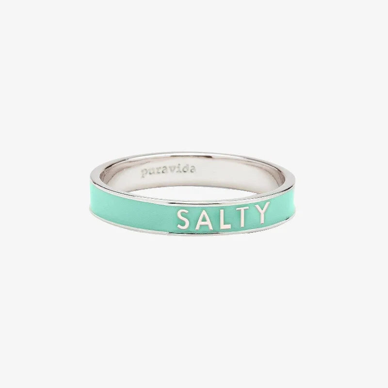 Chic Women's Rings for Fashion-Forward Looks-Salty Enamel Word Ring