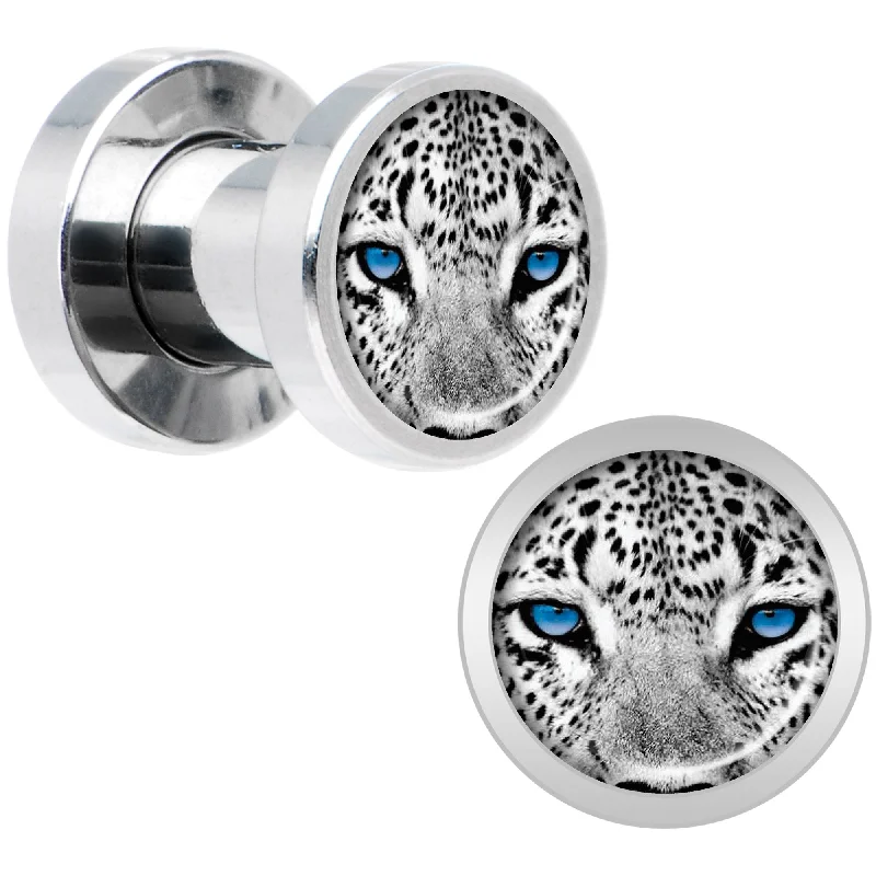 Women's Earrings – Elegant Designs for Every Personality--Black White Leopard Eyes Steel Screw Fit Plug Set 4 Gauge Women's Earrings – Elegant Designs for Every Personality--Black White Leopard Eyes Steel Screw Fit Plug Set 4 Gauge