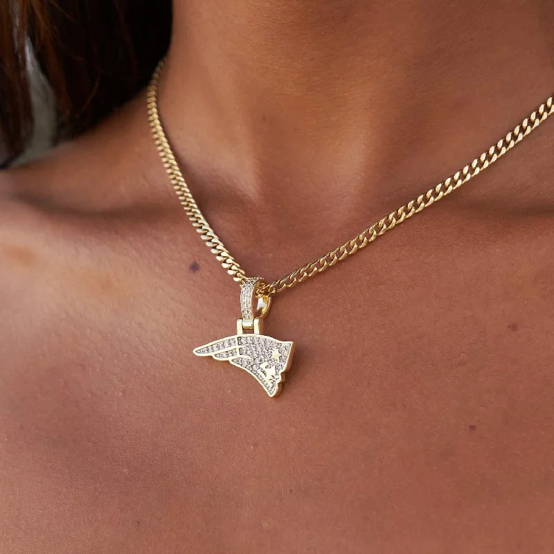 Shop Classic Women's Necklaces & Pendants with a Modern Twist-New England Patriots Official NFL Micro Logo Pendant - Yellow Gold Shop Classic Women's Necklaces & Pendants with a Modern Twist-New England Patriots Official NFL Micro Logo Pendant - Yellow Gold