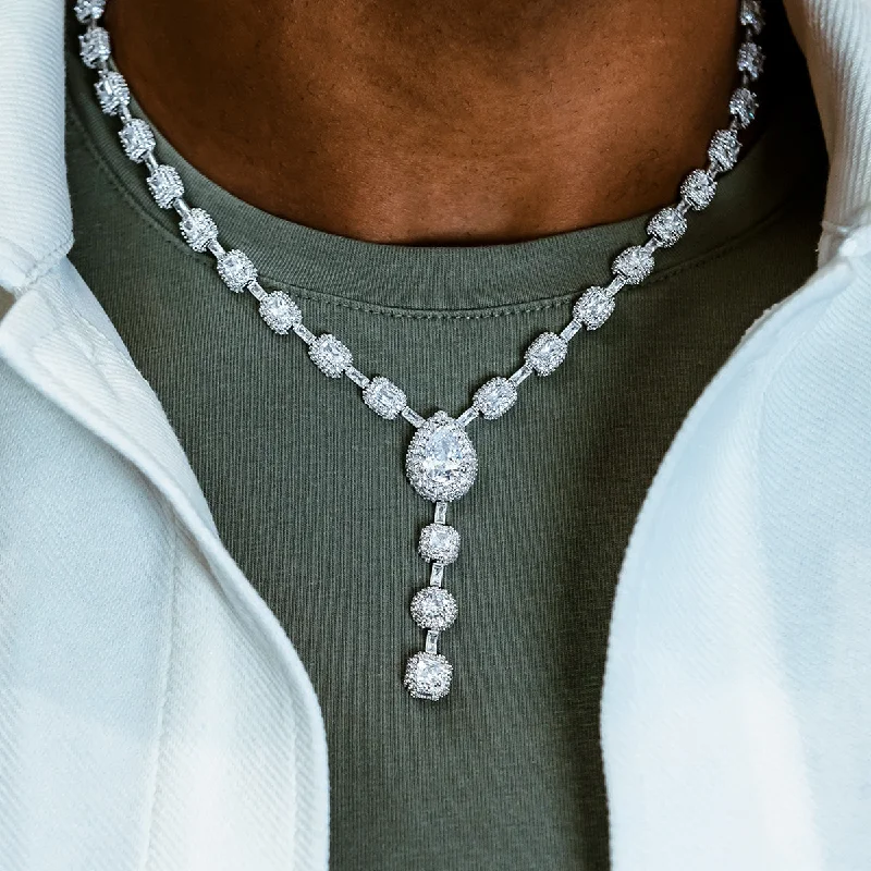 Exclusive Men's Necklaces & Pendants for the Modern Gentleman-Diamond Cushion Cut Lariat Chain Exclusive Men's Necklaces & Pendants for the Modern Gentleman-Diamond Cushion Cut Lariat Chain