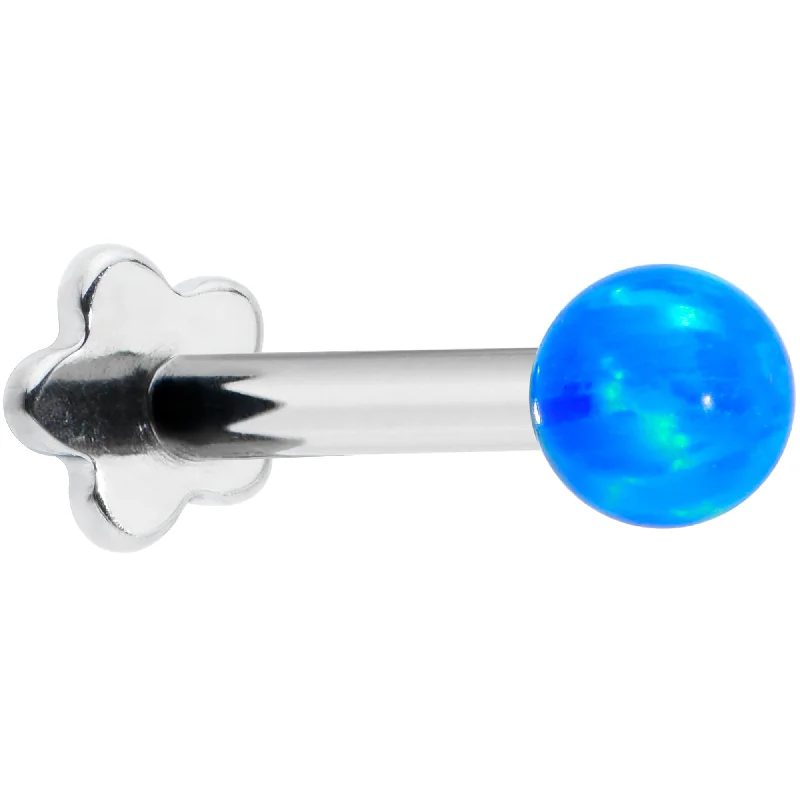 Lip Rings with Beautiful Stone Designs16 Gauge 5/16 Blue Synthetic Opal Titanium Threadless Flower Labret Lip Rings with Beautiful Stone Designs16 Gauge 5/16 Blue Synthetic Opal Titanium Threadless Flower Labret