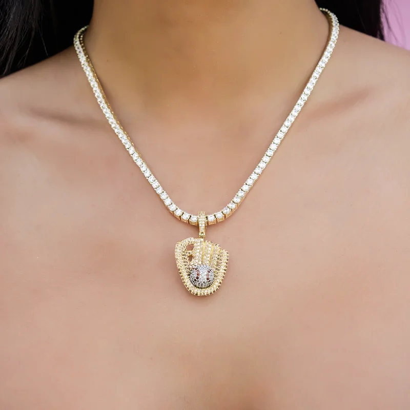 Shop Classic Women's  Necklaces & Pendants with a Modern Twist-Iced Baseball Pendant