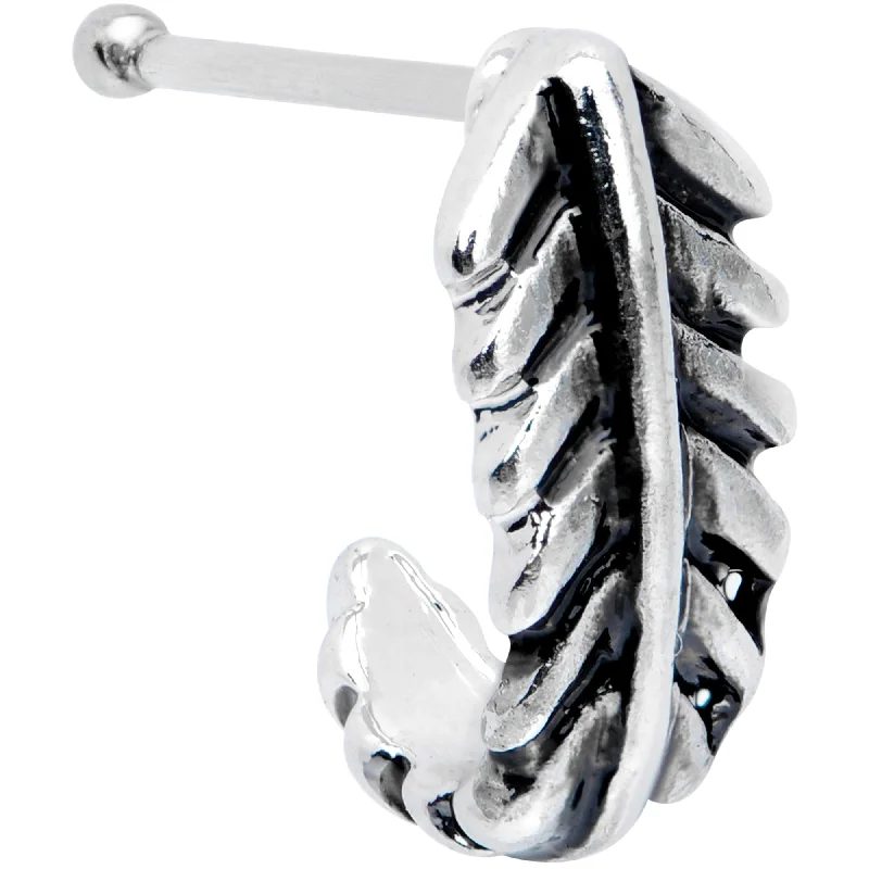 Black Nose Rings -20 Gauge 3/8 Steel Feather Faux Hoop Nose Bone