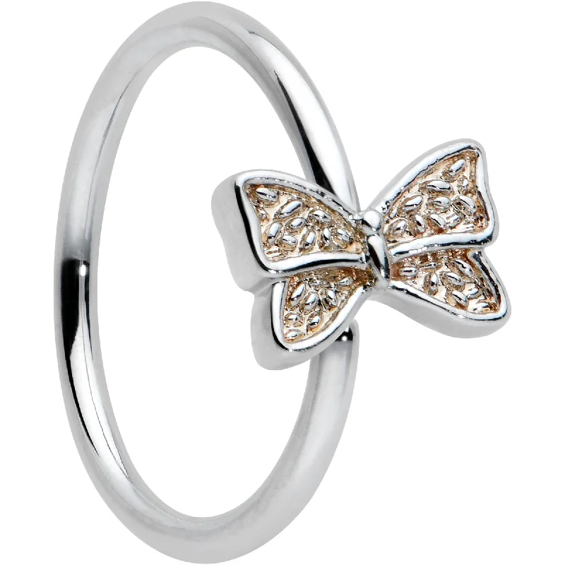 Stylish Nose Rings for Trendy Look -20 Gauge 5/16 Textured Little Bow Seamless Nose Hoop Stylish Nose Rings for Trendy Look -20 Gauge 5/16 Textured Little Bow Seamless Nose Hoop