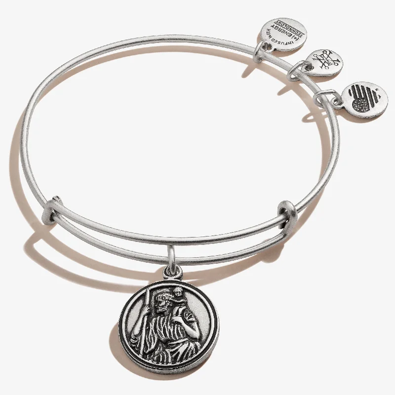 Adjustable Cuff Bangles for Women-Saint Christopher Charm Bangle
