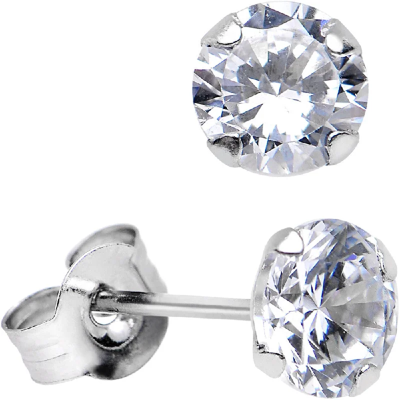 Women's Earrings – Elegant Designs for Every Personality--14kt White Gold .23 Carat Cubic Zirconia Solitaire Stud Earrings