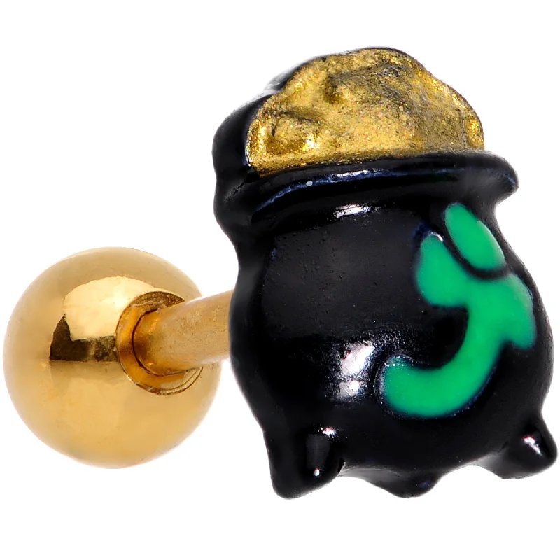 Women's Earrings – Elegant Designs for Every Personality--16 Gauge 1/4 Pot of Gold St Patricks Day Cartilage Tragus Earring Women's Earrings – Elegant Designs for Every Personality--16 Gauge 1/4 Pot of Gold St Patricks Day Cartilage Tragus Earring